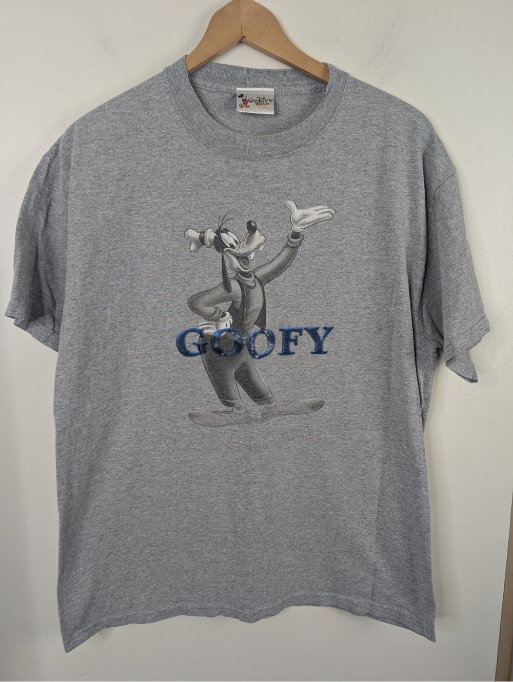 Vintage Goofy T-shirt Large Gray Blue Walt Disney World Short Sleeve L